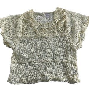 D-signed Disney Girls Top Shirt Size XL Crocheted White Semi Sheer